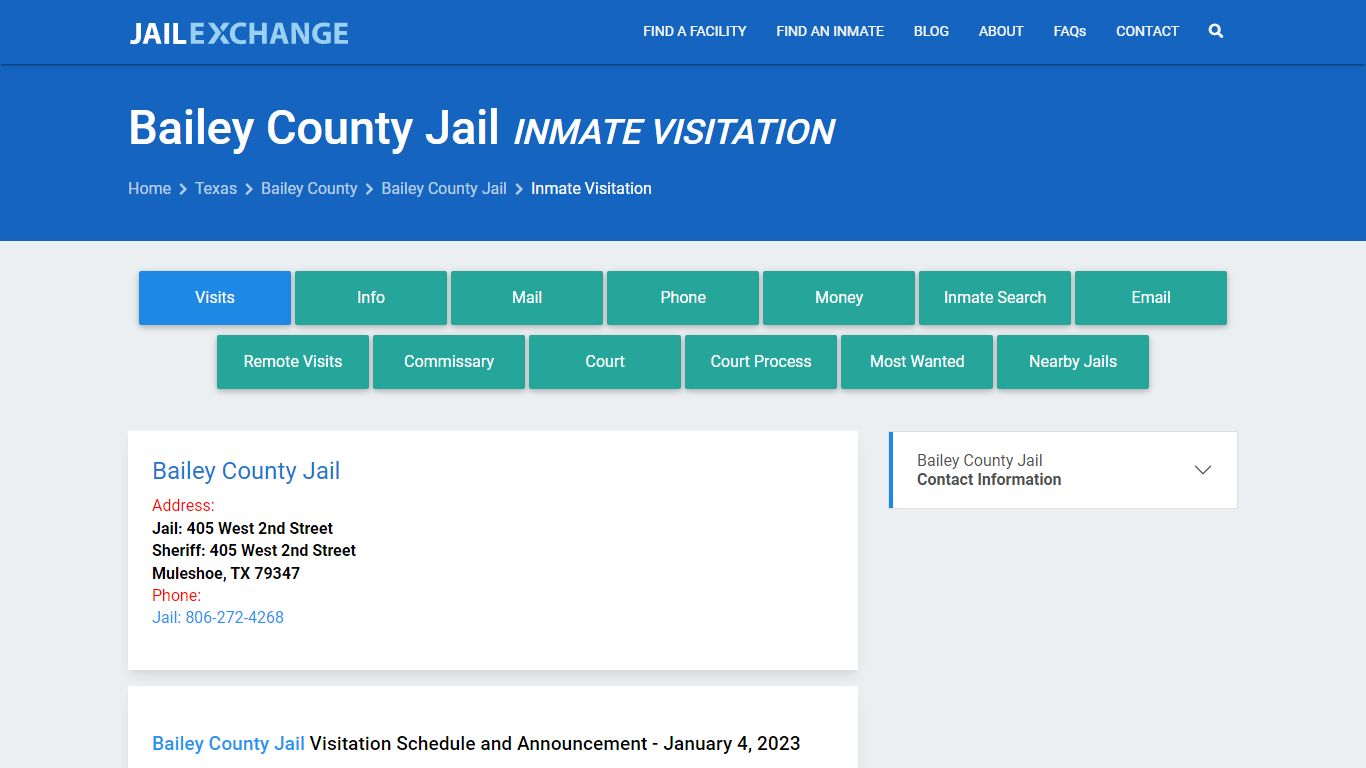 Bailey County Jail Inmate Visitation - Jail Exchange